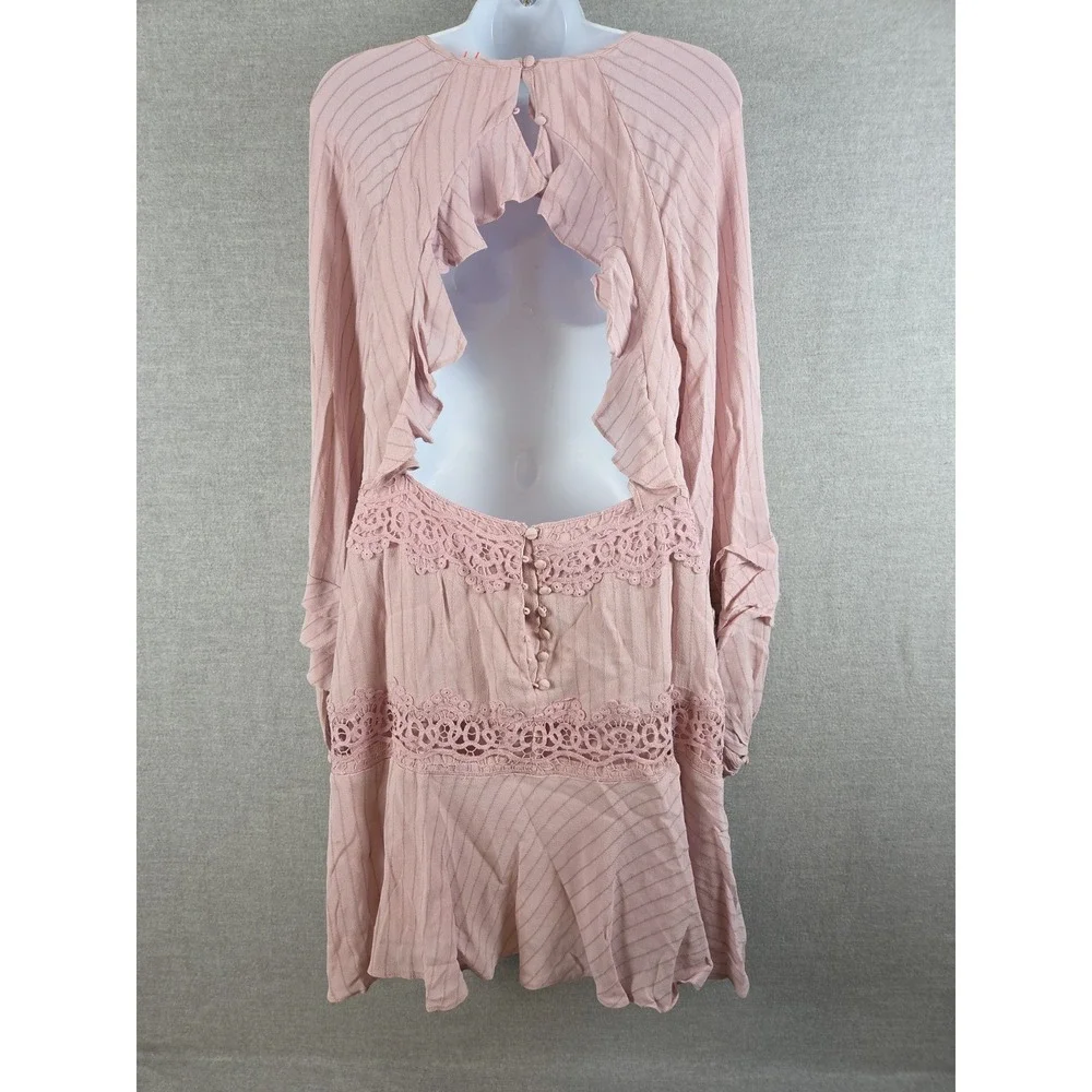 Free‎ People Lilac Crush on You Mini Dress Size 6 Fairy Festival Lace Trim NEW